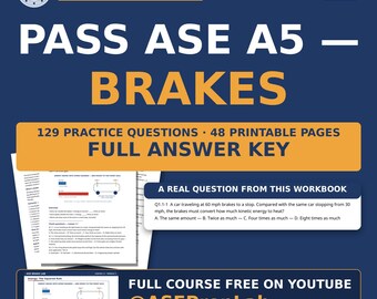 ASE A5 Brakes Workbook — Hydraulic System | 129 Practice Questions with Answer Key | Free Course on YouTube