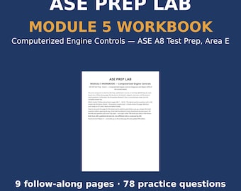 ASE A8 Lernbuch | Modul 5 Computergesteuerte Motorsteuerung | 78 Fragen und Quiz mit Lösungen | ASE Vorbereitungslabor
