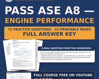 ASE A8 Engine Performance Workbook — General Diagnosis | 72 Questions, Quiz with Key | Free Course on YouTube