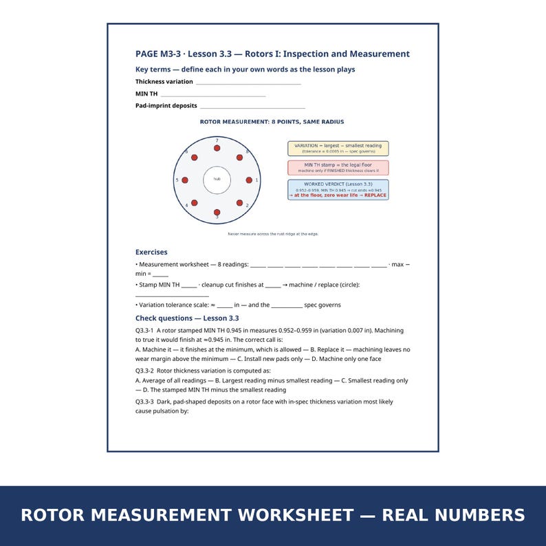 ASE A5 Brakes Study Workbook Printable | Module 3 Disc Brakes | 72 Practice Questions and Quiz with Answer Key image 3