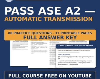 ASE A2 Automatic Transmission Workbook — In-Vehicle Maintenance | 80 Questions, Quiz + Key | Free Course on YouTube