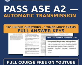 ASE A2 Automatic Transmission Mock Exams — 3 Timed Tests, 55 Questions Each | Answer Keys | Free Course on YouTube