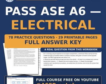 ASE A6 Electrical Workbook — General Electrical Diagnosis | 78 Questions, Quiz with Key | Free Course on YouTube