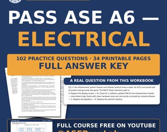 ASE A6 Electrical Workbook — Body Electrical Systems | 102 Questions, Quiz with Key | Free Course on YouTube