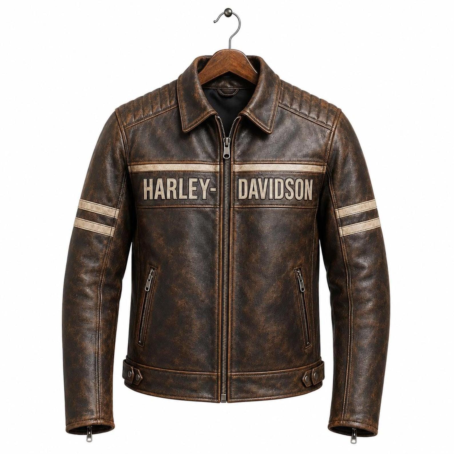 Harley Davidson Leather Jacket Brown - Etsy