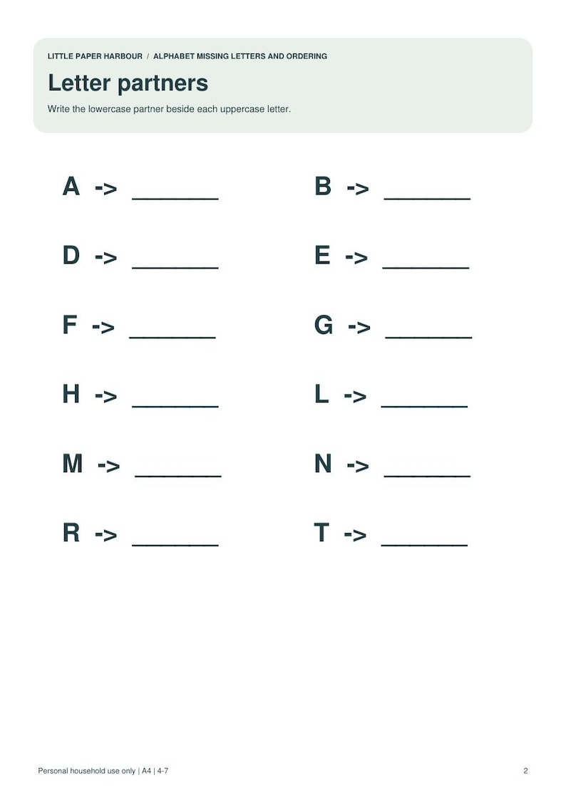 Alphabet Worksheets for Kids, Missing Letters and Ordering, 4-page ...