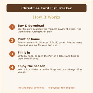 Christmas Card List Printable Tracker, Holiday Card Address Book Sent & Received Log PDF image 9