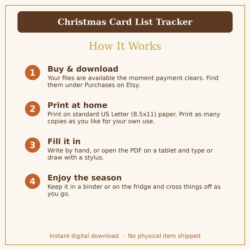 Christmas Card List Printable Tracker, Holiday Card Address Book Sent & Received Log PDF image 9