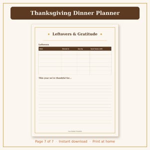Thanksgiving Planner Printable, Thanksgiving Menu Planner, Grocery List & Turkey Timeline PDF image 10