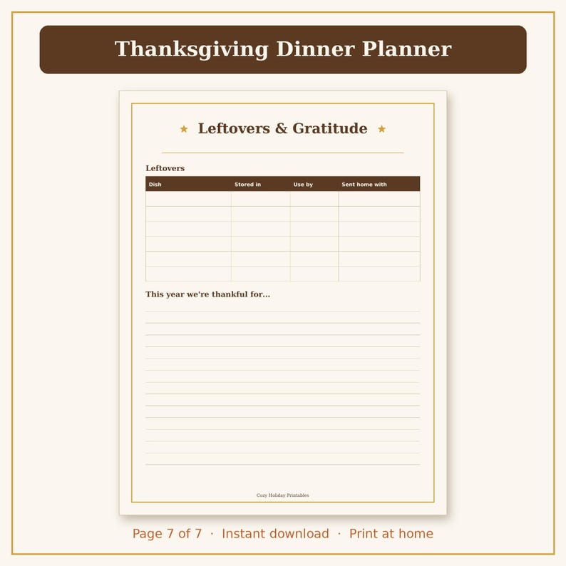 Thanksgiving Planner Printable, Thanksgiving Menu Planner, Grocery List & Turkey Timeline PDF image 10
