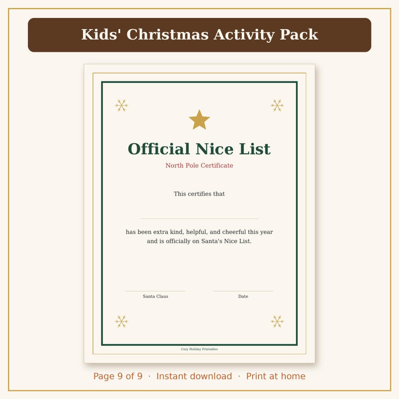 Kids Christmas Activities Printable, Christmas Coloring Pages, Puzzles & Games for Kids PDF image 11