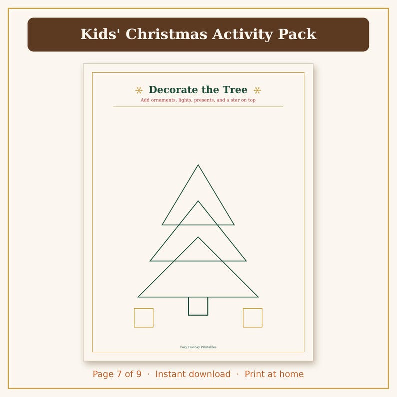 Kids Christmas Activities Printable, Christmas Coloring Pages, Puzzles & Games for Kids PDF image 9