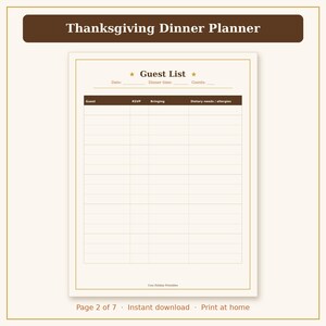 Thanksgiving Planner Printable, Thanksgiving Menu Planner, Grocery List & Turkey Timeline PDF image 5