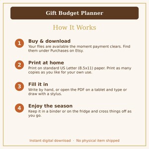 Christmas Gift List Printable, Holiday Gift Budget Planner and Spending Tracker PDF image 9