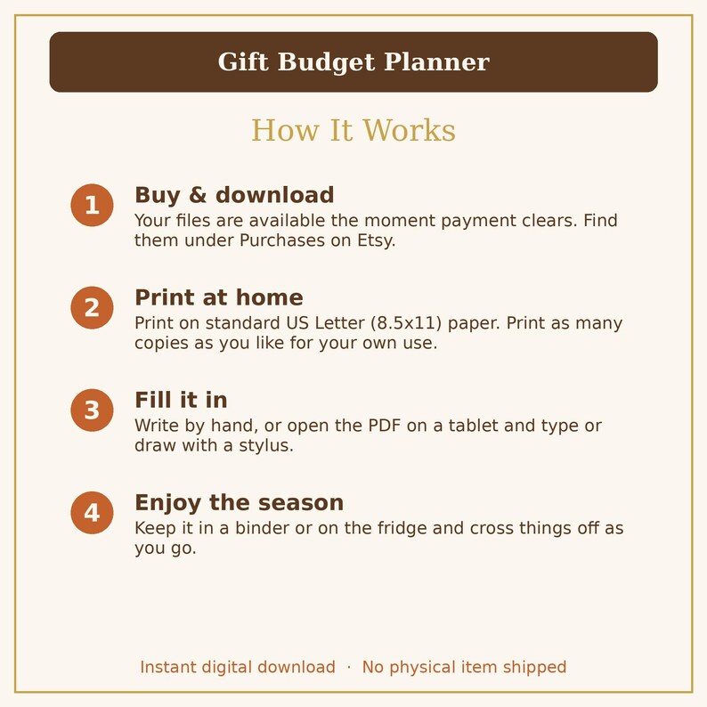 Christmas Gift List Printable, Holiday Gift Budget Planner and Spending Tracker PDF image 9