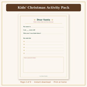 Kids Christmas Activities Printable, Christmas Coloring Pages, Puzzles & Games for Kids PDF image 4