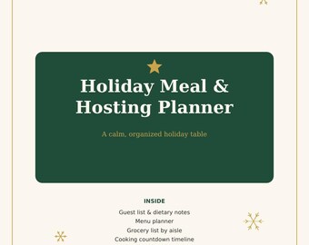 Christmas Dinner Planner Printable, Holiday Meal Menu & Checklist PDF