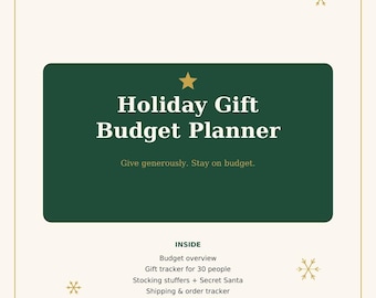 Christmas Gift List Printable PDF, Gift Budget Planner & Spending Tracker