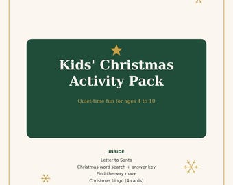 Kids Christmas Activities Printable, Christmas Coloring Pages, Puzzles & Games for Kids PDF