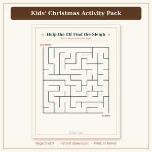 Kids Christmas Activities Printable, Christmas Coloring Pages, Puzzles & Games for Kids PDF image 7