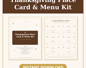 Thanksgiving Place Cards Printable, Thankful Menu Card Template & Name Cards, Friendsgiving Table Decor Fall Place Cards PDF