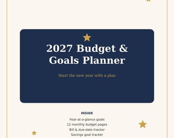 2027 Budget Planner Printable - Monthly Budget, Bills, Savings, Debt Payoff & Habit Tracker PDF