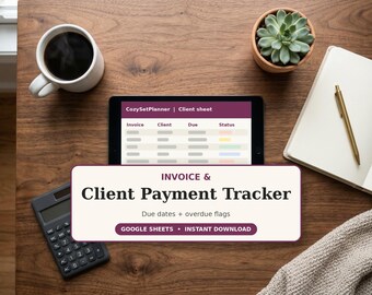 Foglio di calcolo per il monitoraggio delle fatture, modello di fattura per Google Sheets e strumento di tracciamento dei pagamenti dei clienti per i freelance.
