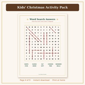 Kids Christmas Activities Printable, Christmas Coloring Pages, Puzzles & Games for Kids PDF image 6