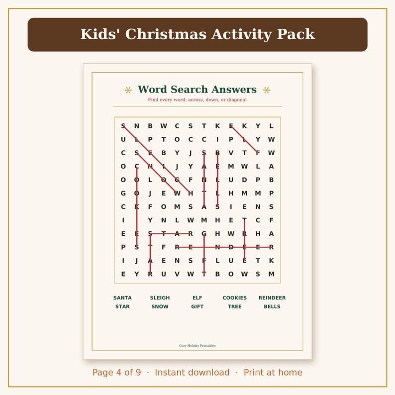 Kids Christmas Activities Printable, Christmas Coloring Pages, Puzzles & Games for Kids PDF image 6