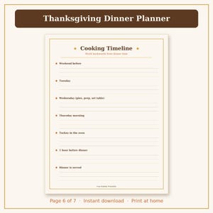 Thanksgiving Planner Printable, Thanksgiving Menu Planner, Grocery List & Turkey Timeline PDF image 9
