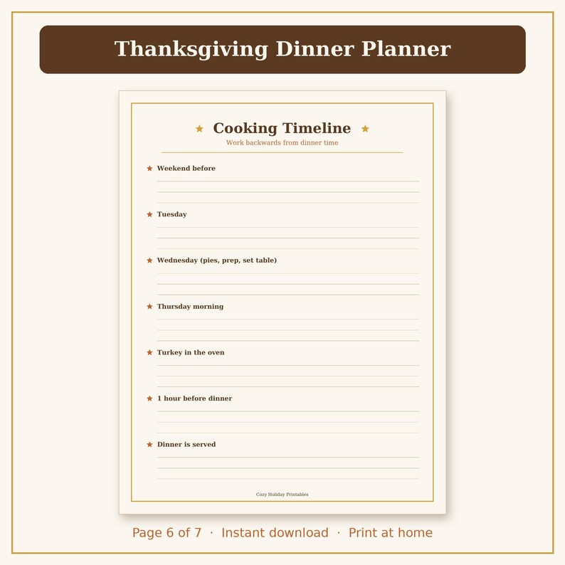 Thanksgiving Planner Printable, Thanksgiving Menu Planner, Grocery List & Turkey Timeline PDF image 9