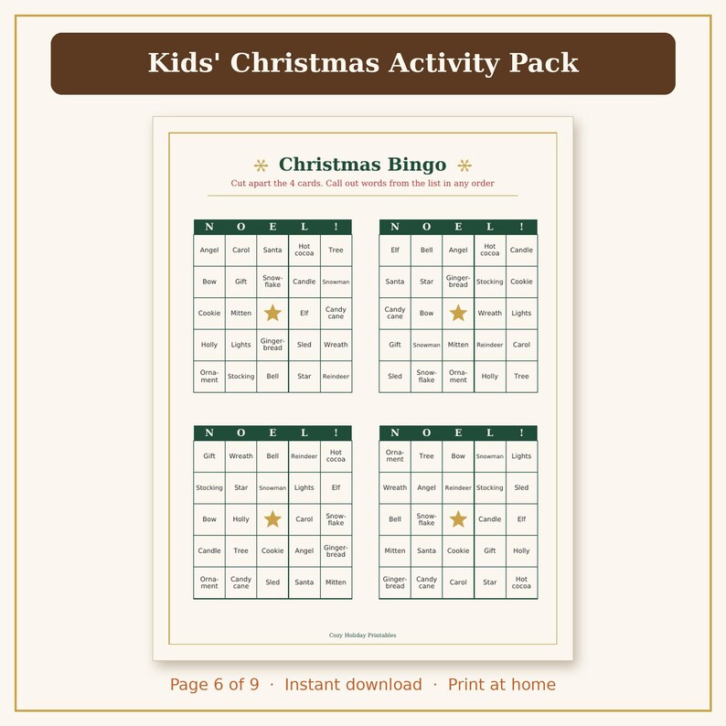 Kids Christmas Activities Printable, Christmas Coloring Pages, Puzzles & Games for Kids PDF image 8
