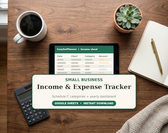 Strumento di monitoraggio delle entrate e delle uscite per piccole imprese, foglio di calcolo Google Sheets per la contabilità di liberi professionisti e lavoratori autonomi.
