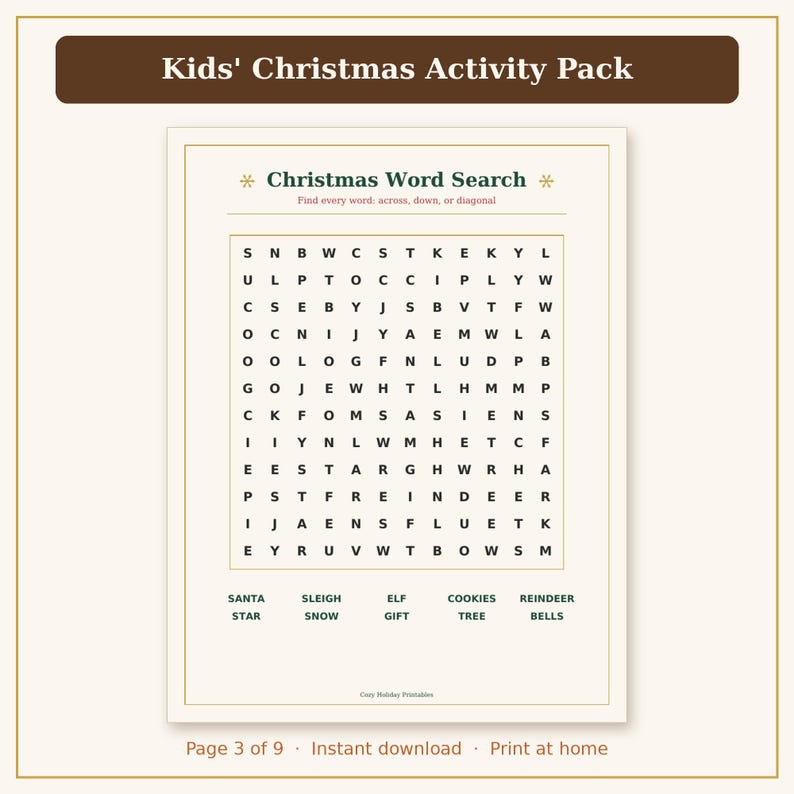 Kids Christmas Activities Printable, Christmas Coloring Pages, Puzzles & Games for Kids PDF image 5