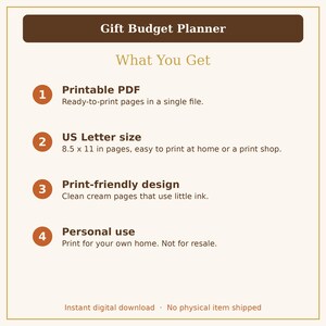 Christmas Gift List Printable, Holiday Gift Budget Planner and Spending Tracker PDF image 10