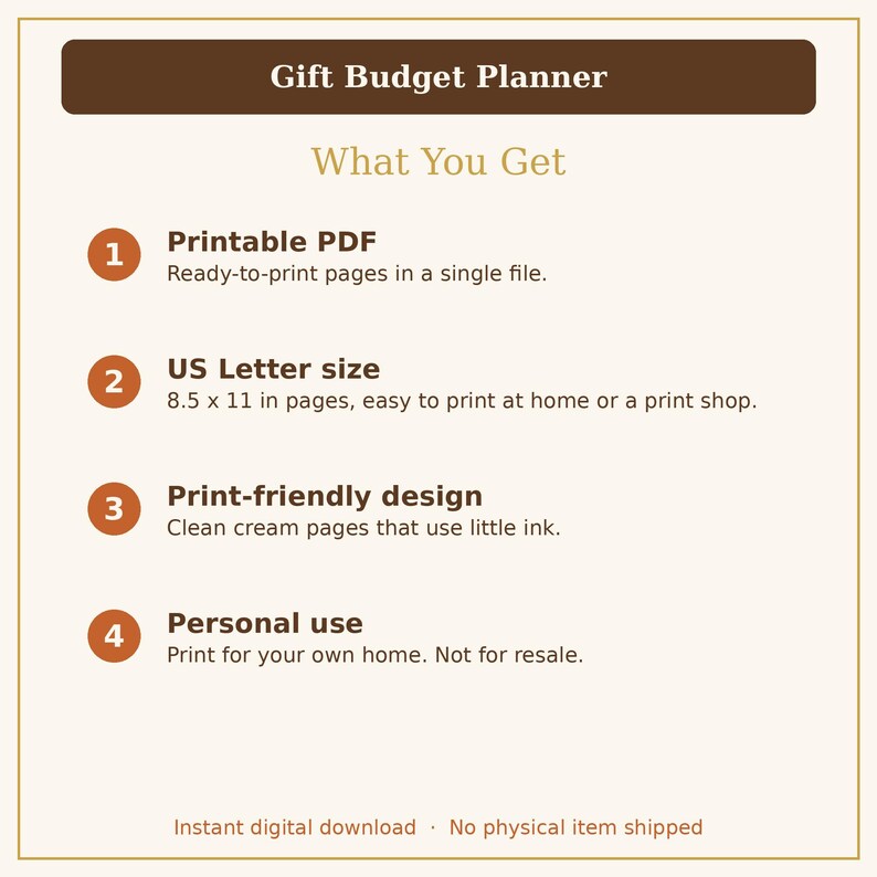 Christmas Gift List Printable, Holiday Gift Budget Planner and Spending Tracker PDF image 10