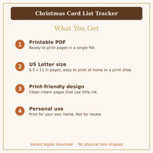 Christmas Card List Printable Tracker, Holiday Card Address Book Sent & Received Log PDF image 10