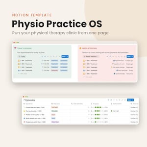 Physio Practice OS Notion Template, Physical Therapist Planner, SOAP Notes, Home Exercise Program Tracker