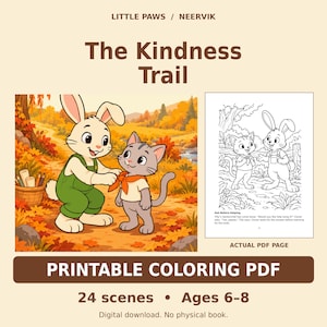 The Kindness Trail Printable Coloring Storybook, 24 Scenes, Ages 6-8 (PDF)