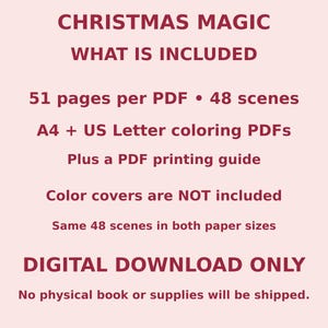 Christmas Animal Printable Coloring Book PDF, 48 Scenes, A4 & US Letter, Ages 6–10 image 13