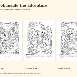 The Kindness Trail Coloring Book for Kids Ages 6-8, 24 Story Scenes, Printable PDF, Little Paws image 2