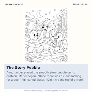 Moonlight Campout Printable Coloring Storybook, 24 Woodland Scenes, Ages 6-8 (PDF) image 2