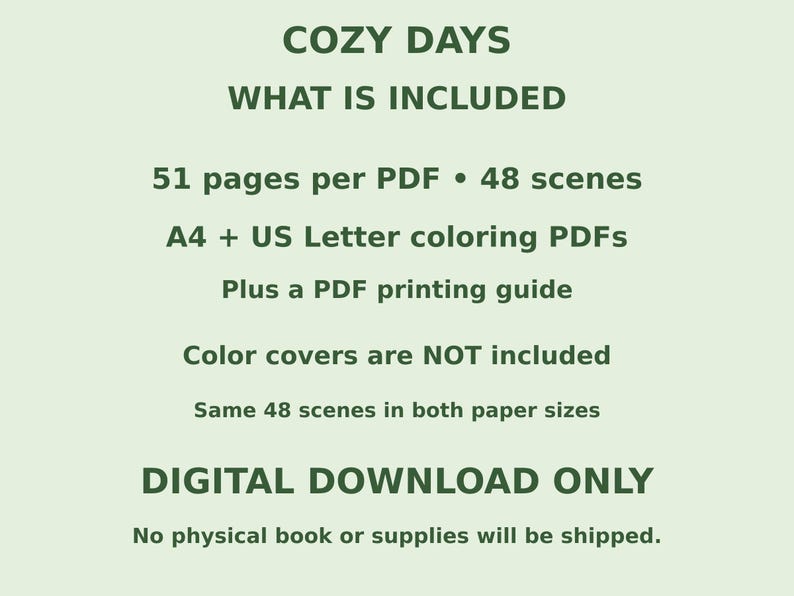 Cozy Animal Printable Coloring Book PDF, 48 Scenes, A4 & US Letter, Ages 6–10 afbeelding 13