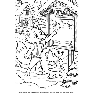 Christmas Animal Printable Coloring Book PDF, 48 Scenes, A4 & US Letter, Ages 6–10 image 2