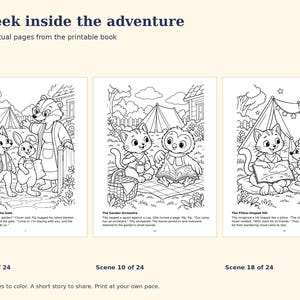 Moonlight Campout Printable Coloring Storybook, 24 Woodland Scenes, Ages 6-8 (PDF) image 4