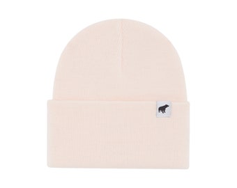 Plain Bear Tag Beanie - Blush