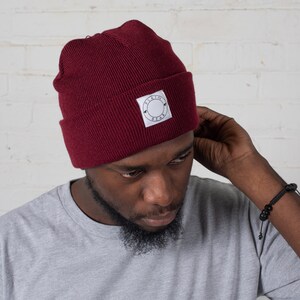 Plain Bear Label Beanie Burgundy image 1