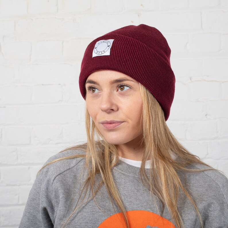 Plain Bear Label Beanie Burgundy image 2