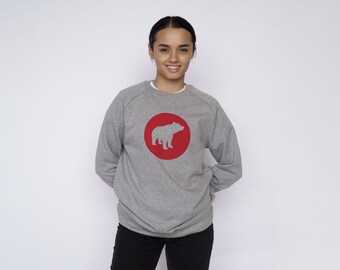 Plain Bear PB Sweater  - Red on Grey