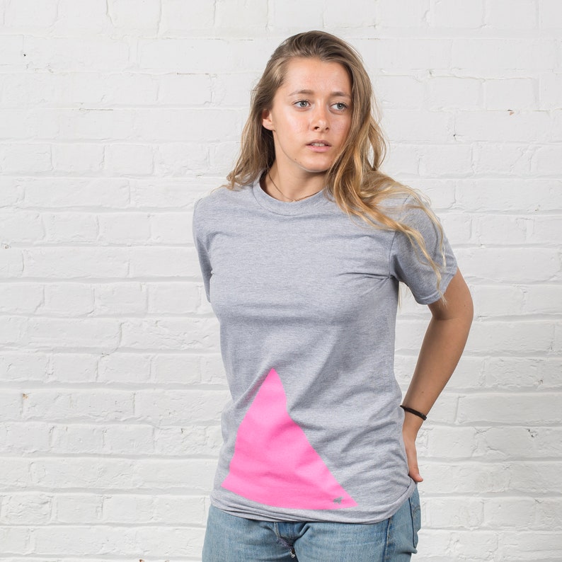 Plain Bear Triangle T-shirt Pink on Grey imagen 2